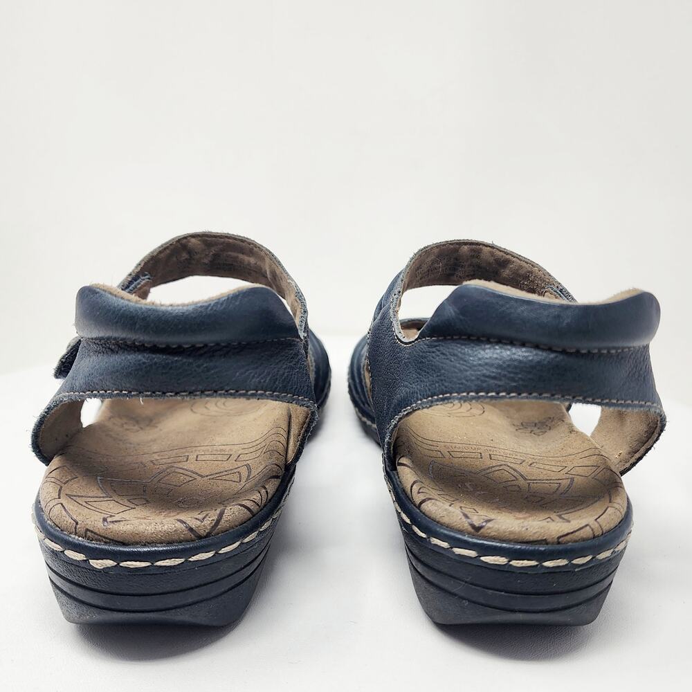 Taos Escape Sandal Women 9 Blue Leather Comfort Low Wedge Medallion ESC-11731 - Picture 6 of 13